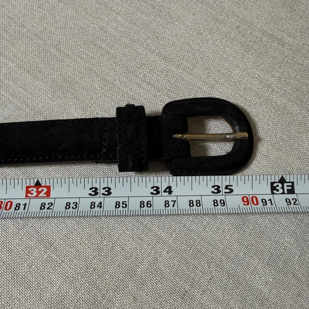 Talbots Black Suede Leather Belt Made in Italy Slim Waist Belt Size Small